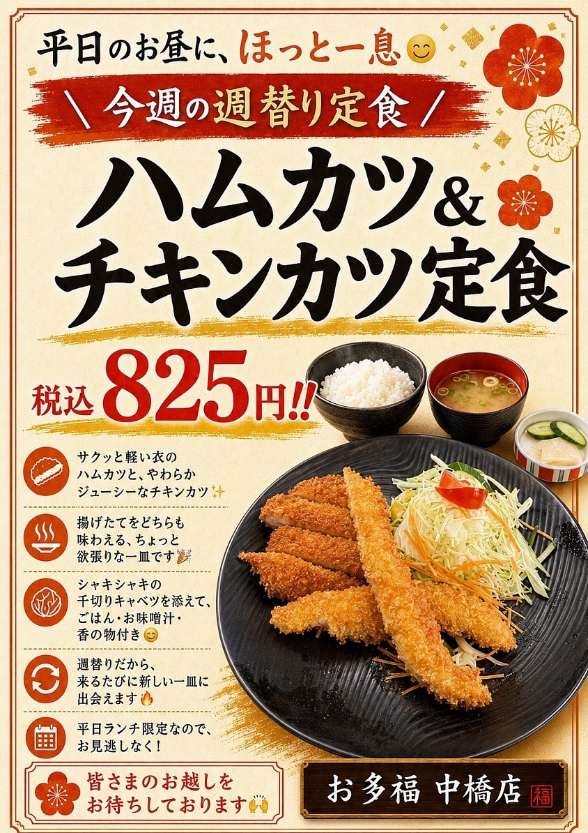 今週の週替わり定食✨